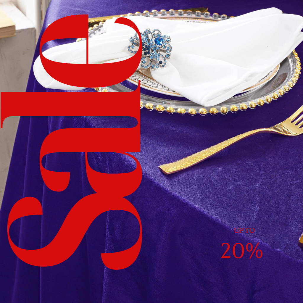 Royal Velvet Tablecloth - PURPLE -  Luxurious Round Table Cover  for Weddings, Parties, Baby Showers and Events. Choose Size Below