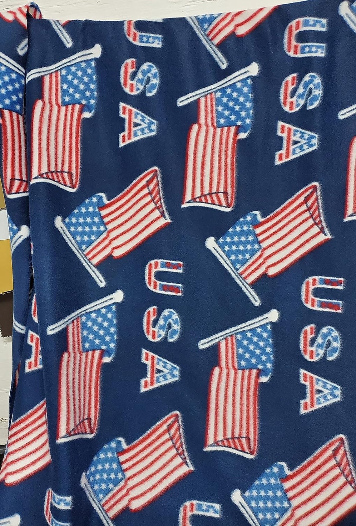 USA Flags Print - Anti Pill Theme Fleece Fabric, 60” Inches Wide – Sold By The Yard