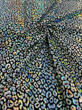 LEOPARD - Print Poly Spandex Fabric 4 Way Stretch - Sold By The Yard - SILVER - Ideal For Dostumes, Dresses, Leggings,
