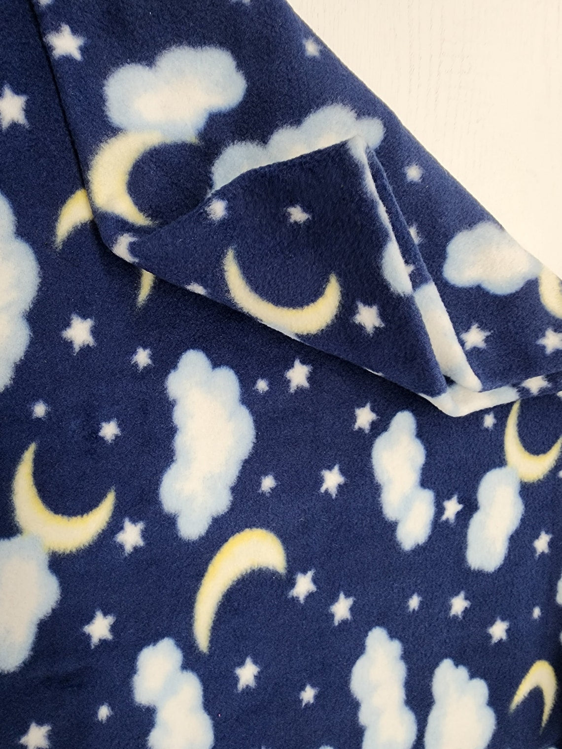 Moons, Stars & Clouds Print - Anti Pill Theme Fleece Fabric, 60” Inches Wide – Sold By The Yard