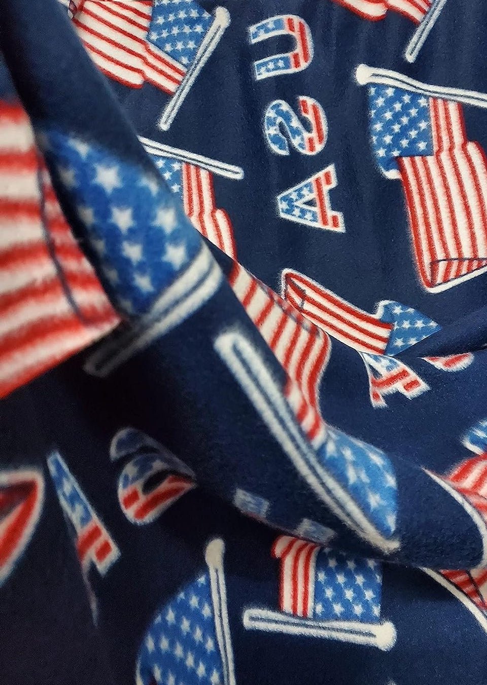 USA Flags Print - Anti Pill Theme Fleece Fabric, 60” Inches Wide – Sold By The Yard