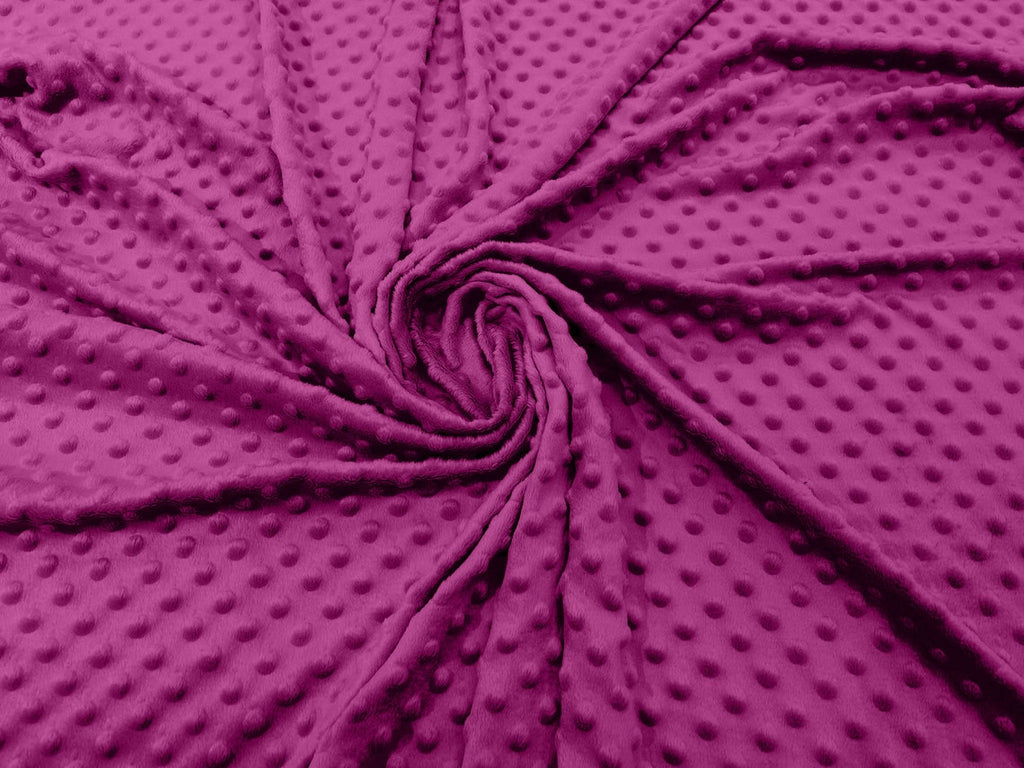 MINKY - Baby Blanket Crafts Decor Ultra Soft Cuddling - FUCHSIA - Minky Dimple Dot Soft Cuddle Fabric - Craft Fabrics Sold by The Yard.