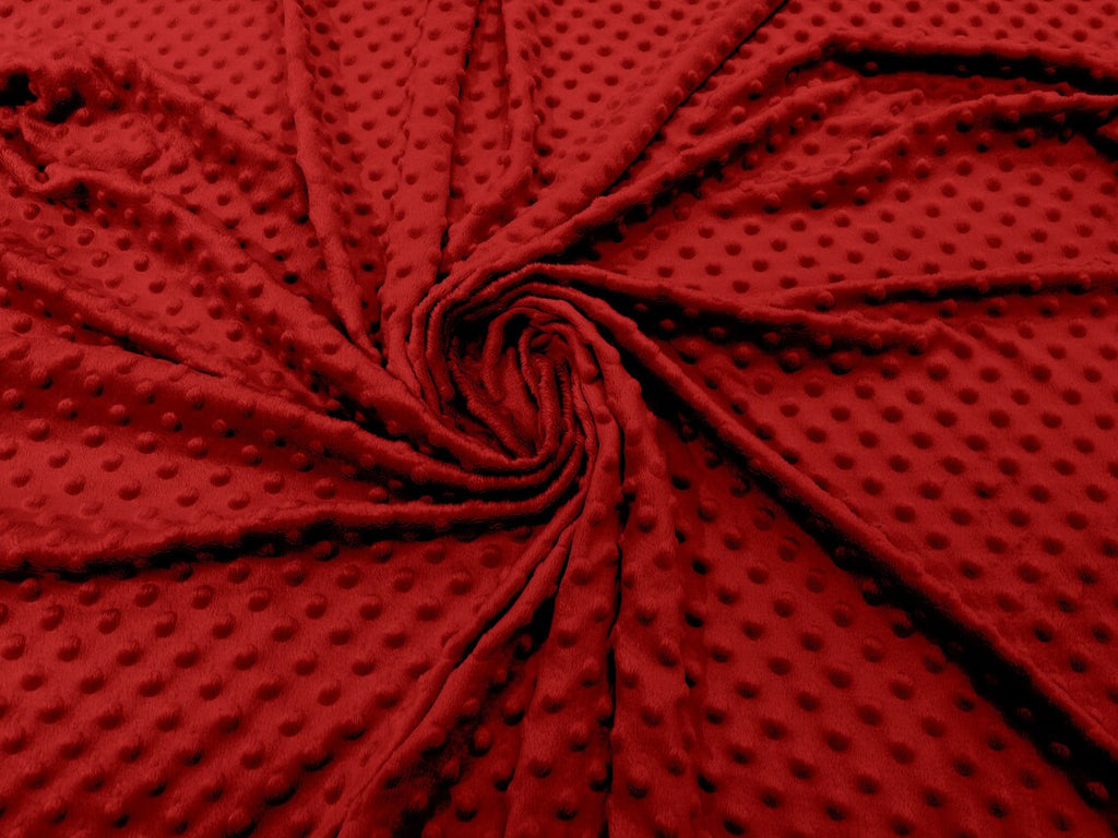 MINKY - Baby Blanket Crafts Decor Ultra Soft Cuddling - RED - Minky Dimple Dot Soft Cuddle Fabric - Craft Fabrics Sold by The Yard.