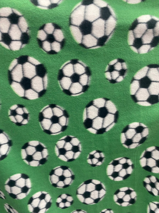 Green Soccer Print - Anti Pill Theme Fleece Fabric, 60” Inches Wide – Sold By The Yard Green