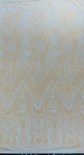 NUDE - FEATHERS - Fashion Design with Sequins Embroider on a 4 Way Stretch Mesh Fabric-Sold by The Yard.