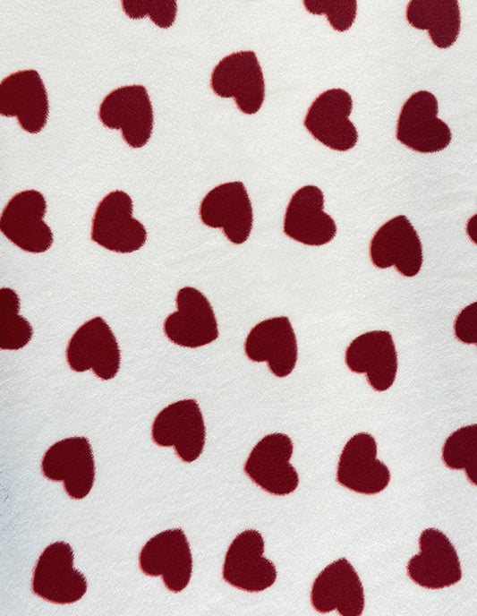 Red Hearts Allover Print - Anti Pill Theme Fleece Fabric, 60” Inches Wide – Sold By The Yard