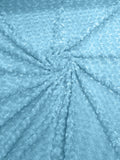 MINKY - Baby Blanket Crafts Decor Ultra Soft Cuddling - LT BLUE - Minky Swirl Rose Blossom Ball Rosebud Plush - Craft Fabrics Sold by The Yard.