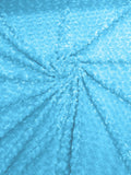 MINKY - Baby Blanket Crafts Decor Ultra Soft Cuddling - AQUA BLUE - Minky Swirl Rose Blossom Ball Rosebud Plush - Craft Fabrics Sold by The Yard.