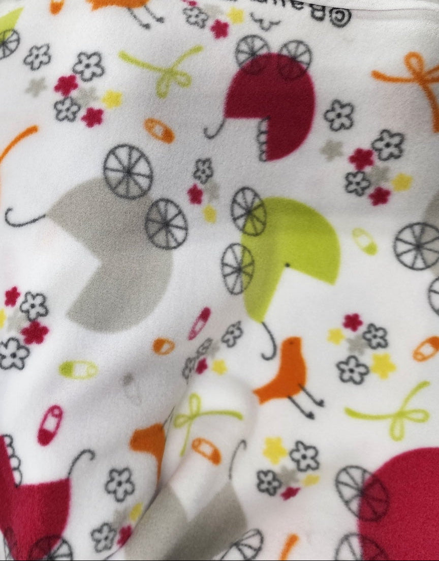 Multi Color Strollers Print - Anti Pill Theme Fleece Fabric, 60” Inches Wide – Sold By The Yard