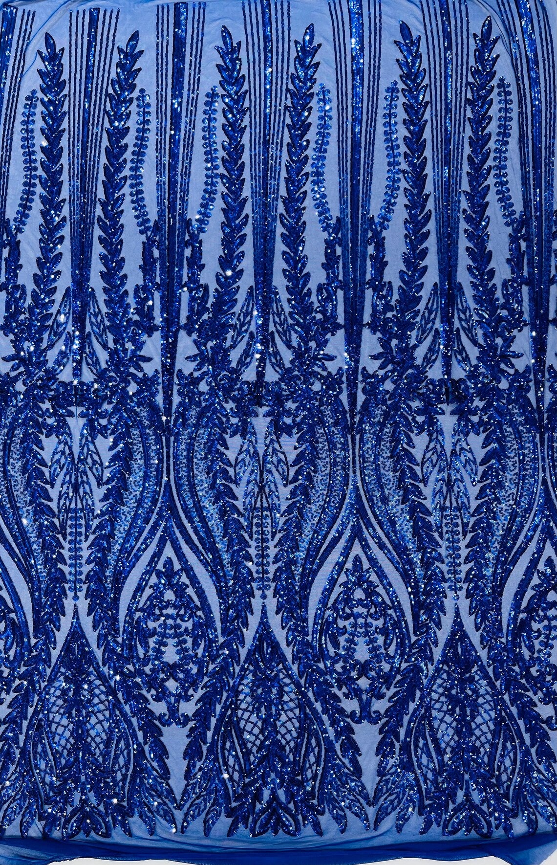 DK ROYAL - Top Fashion Branch Design with Sequins Embroider on a 4 Way Stretch Mesh Fabric-Sold by The Yard.