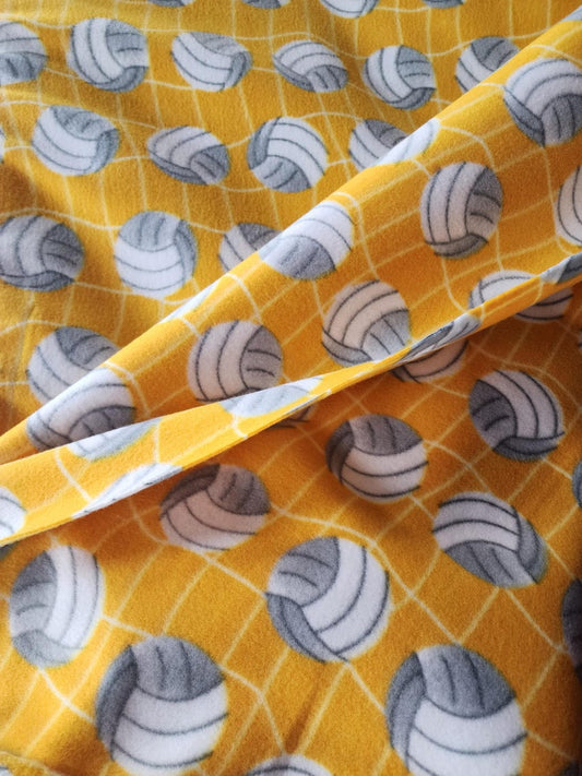 Yellow Volleyball Print - Anti Pill Theme Fleece Fabric, 60” Inches Wide – Sold By The Yard