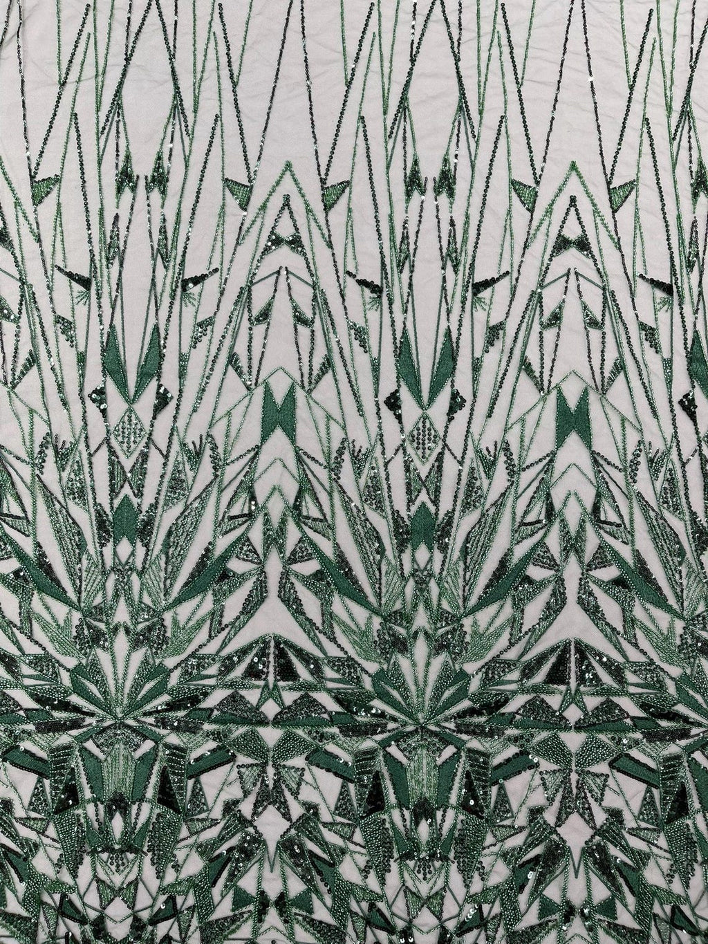 GEOMETRIC  - HUNTER - Designs Embroider with Sequins and Heavy Beaded on a Mesh Lace Fabric - Sold By The Yard