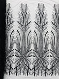 BRIDAL  - BLACK - Designs Embroider with Sequins and Heavy Beaded on a Mesh Lace Fabric - Sold By The Yard