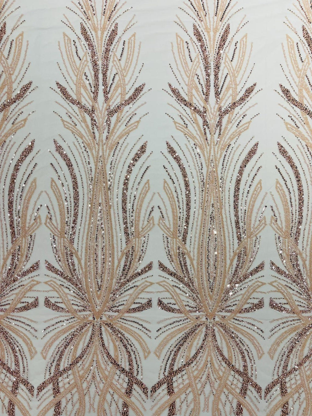BRIDAL  - BLUSH - Designs Embroider with Sequins and Heavy Beaded on a Mesh Lace Fabric - Sold By The Yard