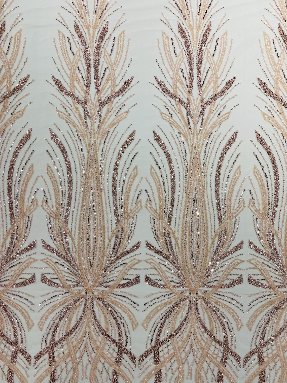 BRIDAL  - BLUSH - Designs Embroider with Sequins and Heavy Beaded on a Mesh Lace Fabric - Sold By The Yard