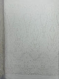 FEATHER  - WHITE - Designs Embroider with Sequins and Heavy Beaded on a Mesh Lace Fabric - Sold By The Yard