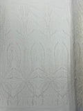 BRIDAL  - WHITE - Designs Embroider with Sequins and Heavy Beaded on a Mesh Lace Fabric - Sold By The Yard