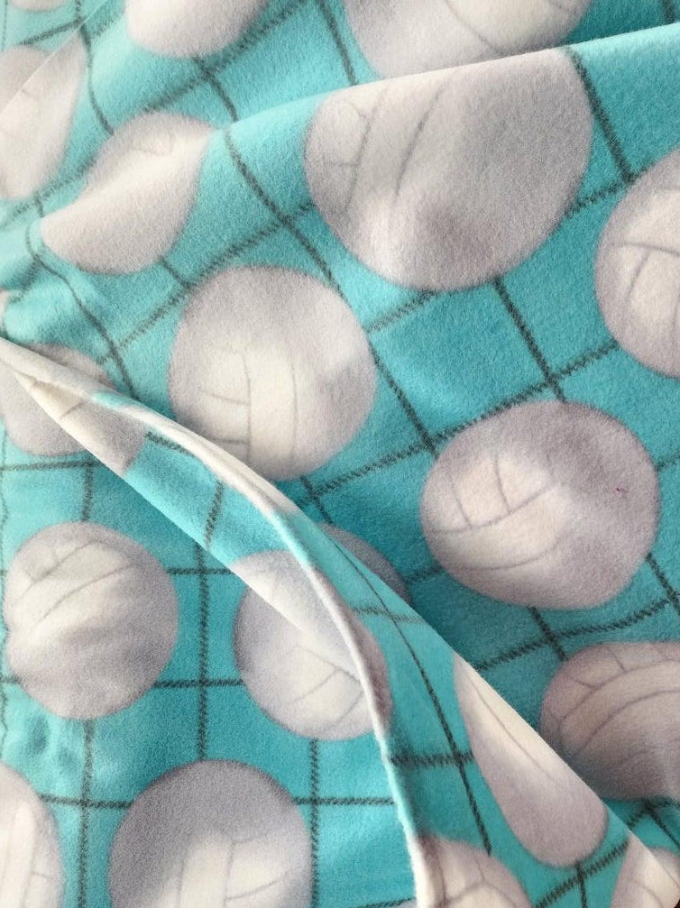 Aqua Volleyball Print - Anti Pill Theme Fleece Fabric, 60” Inches Wide – Sold By The Yard