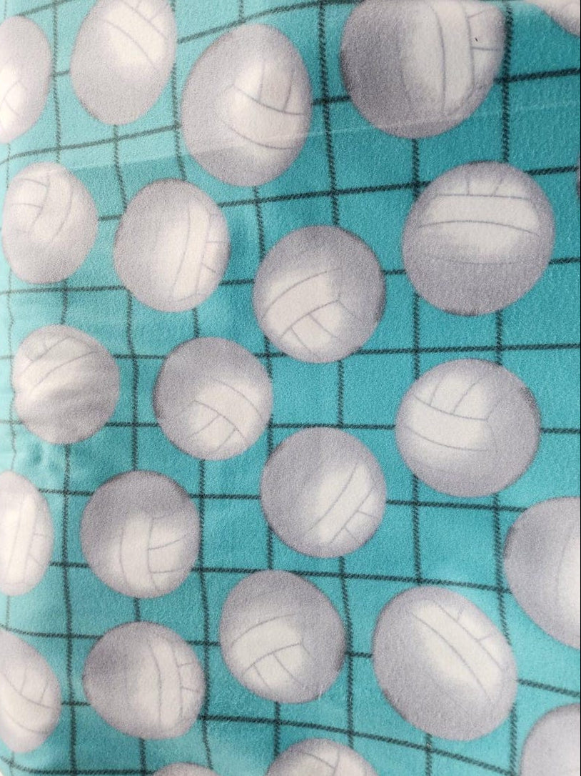 Aqua Volleyball Print - Anti Pill Theme Fleece Fabric, 60” Inches Wide – Sold By The Yard
