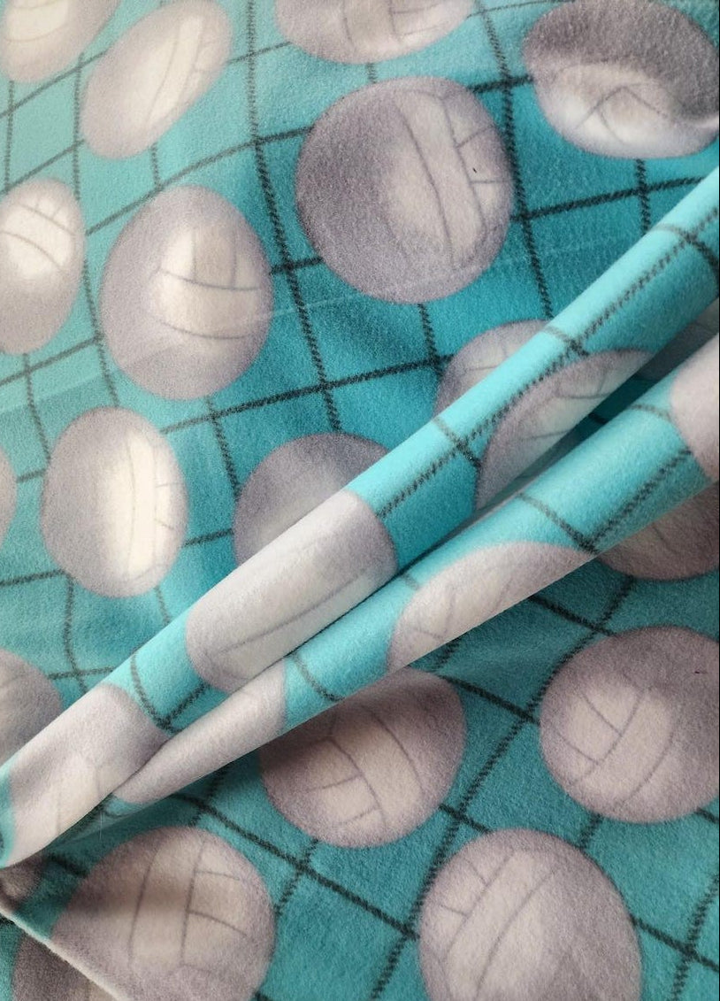Aqua Volleyball Print - Anti Pill Theme Fleece Fabric, 60” Inches Wide – Sold By The Yard
