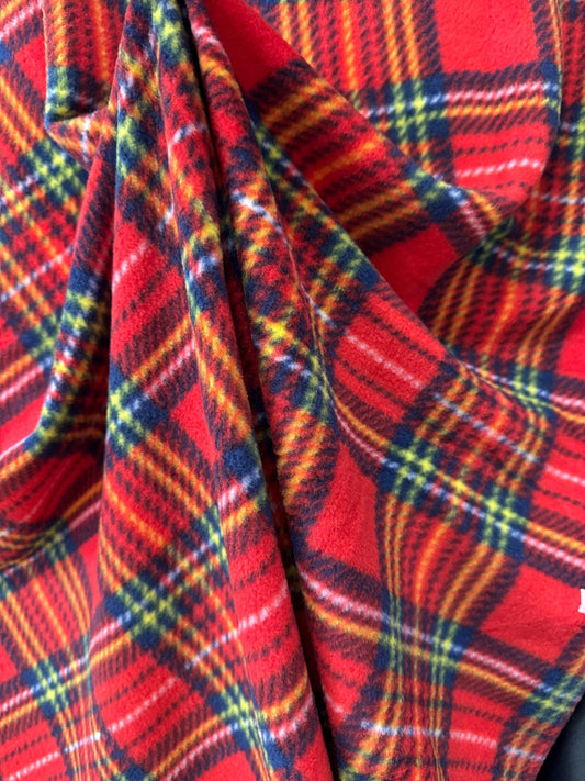 Plaid Print - Anti Pill Theme Fleece Fabric, 60” Inches Wide – Sold By The Yard Red
