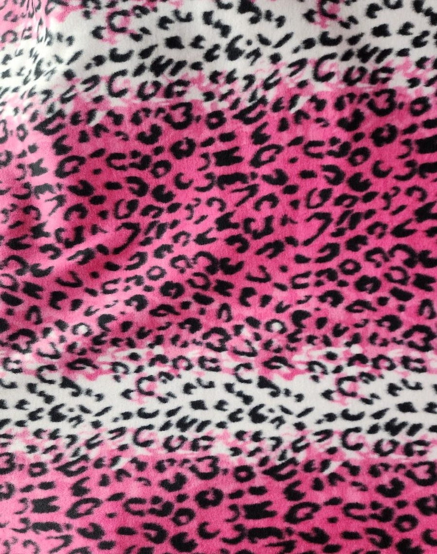 Leopard Print - Anti Pill Theme Fleece Fabric, 60” Inches Wide – Sold By The Yard Pink/White