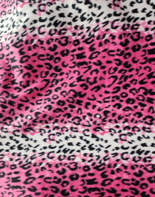 Leopard Print - Anti Pill Theme Fleece Fabric, 60” Inches Wide – Sold By The Yard Pink/White