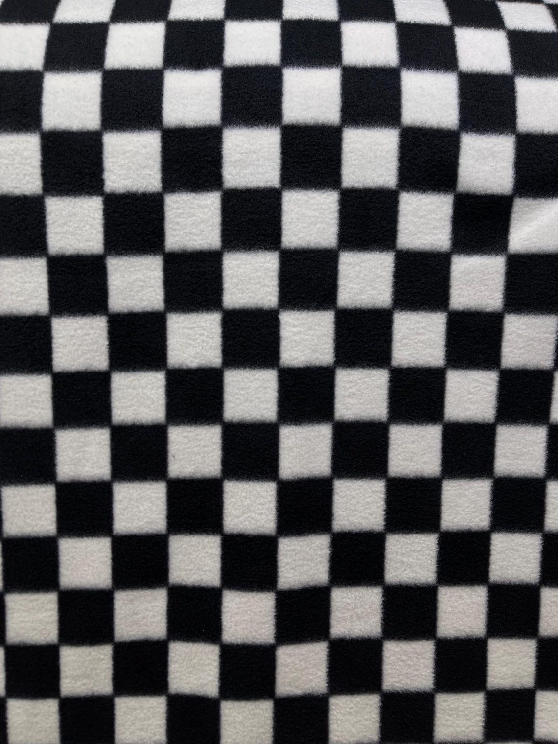 Black & White Checkered  Print - Anti Pill Theme Fleece Fabric, 60” Inches Wide – Sold By The Yard Black/White