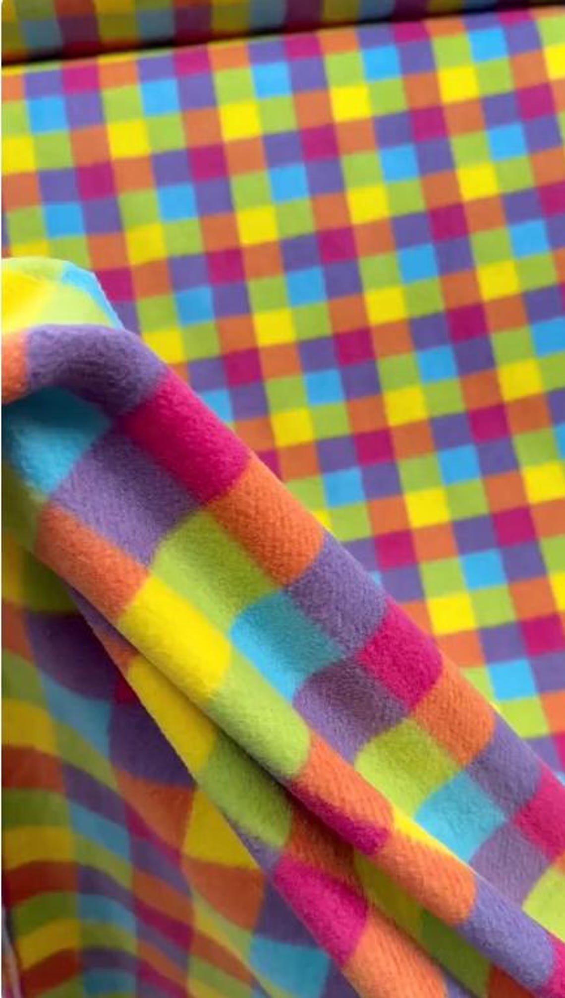Multicolored Plaid Print - Anti Pill Theme Fleece Fabric, 60” Inches Wide – Sold By The Yard