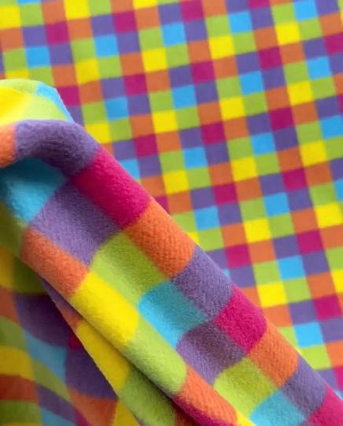 Multicolored Plaid Print - Anti Pill Theme Fleece Fabric, 60” Inches Wide – Sold By The Yard