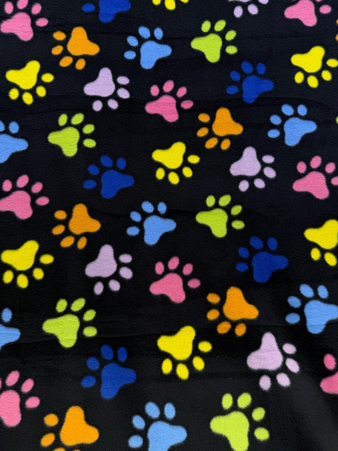 Rainbow Shaped Kitty Soft Paws Print - Anti Pill Theme Fleece Fabric, 60” Inches Wide – Sold By The Yard