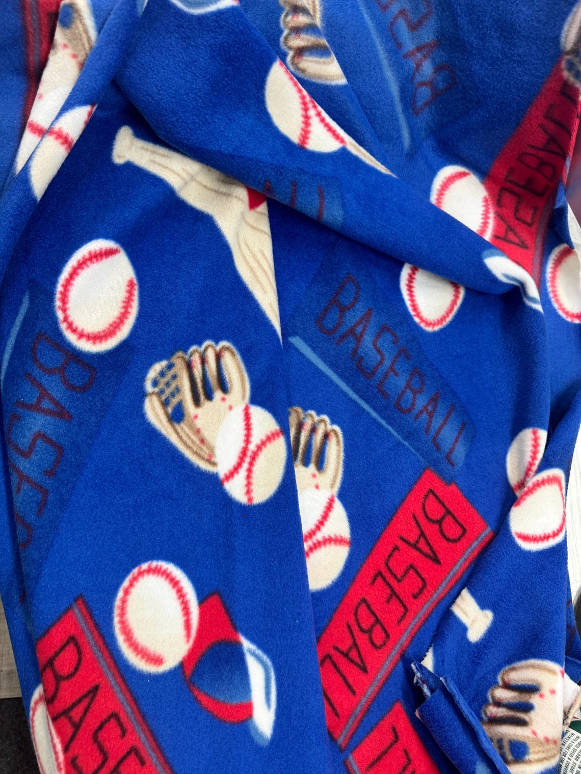 Royal Blue Baseball  Print - Anti Pill Theme Fleece Fabric, 60” Inches Wide – Sold By The Yard