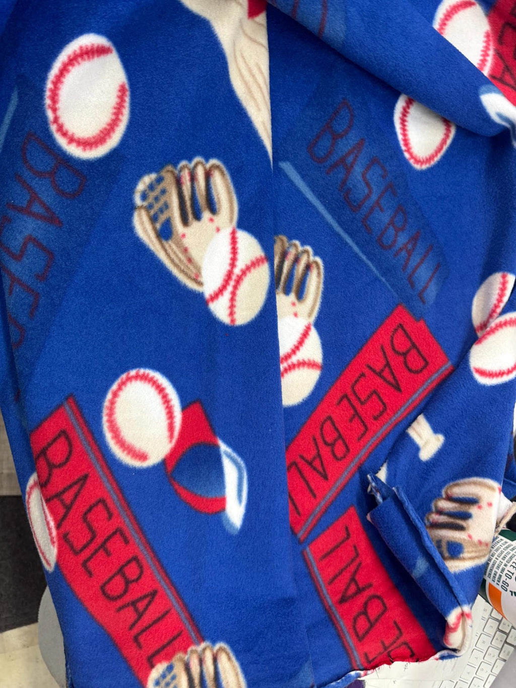 Royal Blue Baseball  Print - Anti Pill Theme Fleece Fabric, 60” Inches Wide – Sold By The Yard