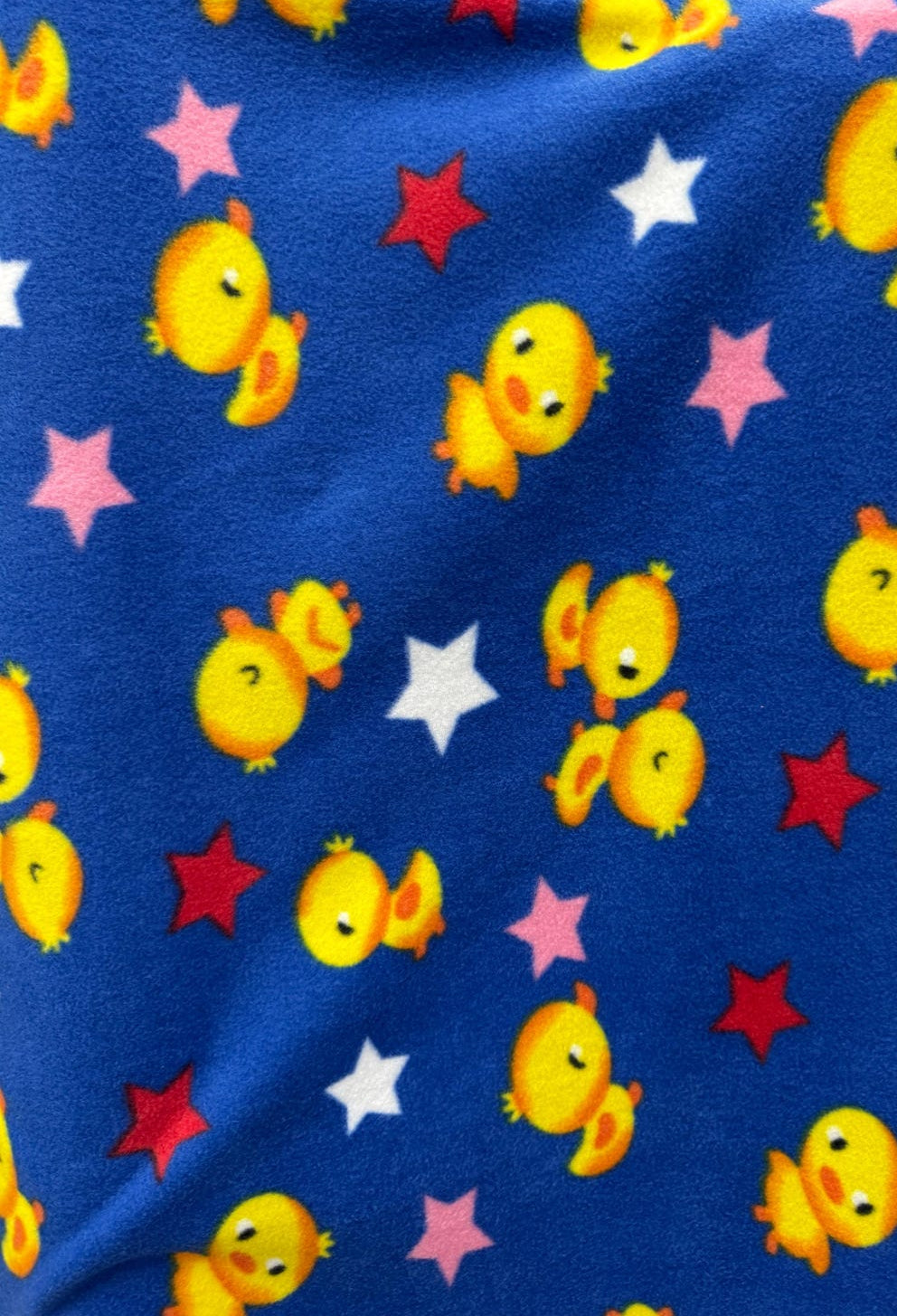 Duck Chicks and Stars Print - Anti Pill Theme Fleece Fabric, 60” Inches Wide – Sold By The Yard