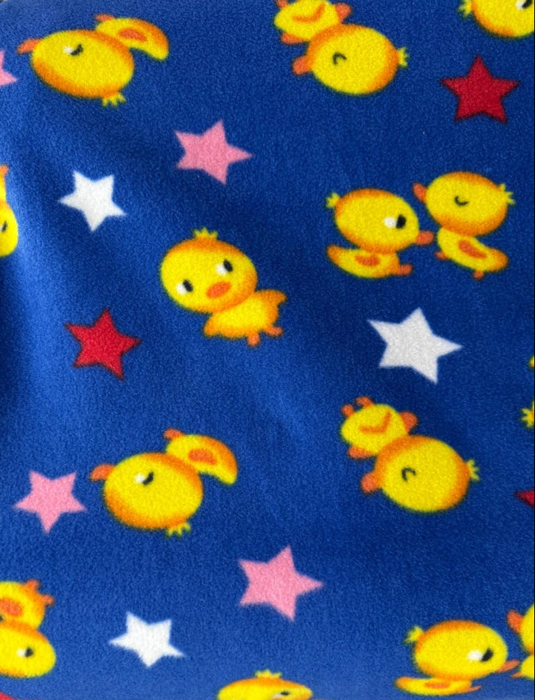 Duck Chicks and Stars Print - Anti Pill Theme Fleece Fabric, 60” Inches Wide – Sold By The Yard