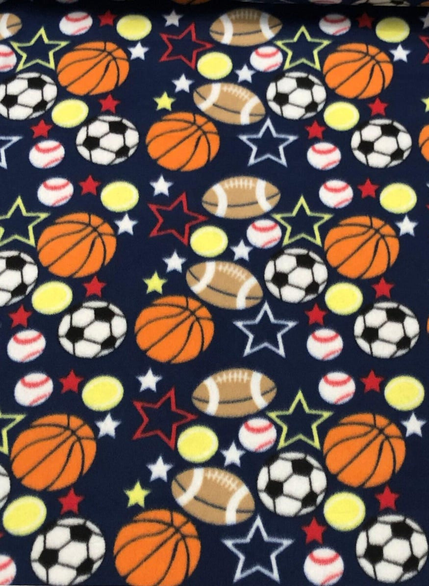 All Sports Balls Print - Anti Pill Theme Fleece Fabric, 60” Inches Wide – Sold By The Yard