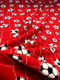 Soccer Ball Print - Anti Pill Theme Fleece Fabric, 60” Inches Wide – Sold By The Yard Red