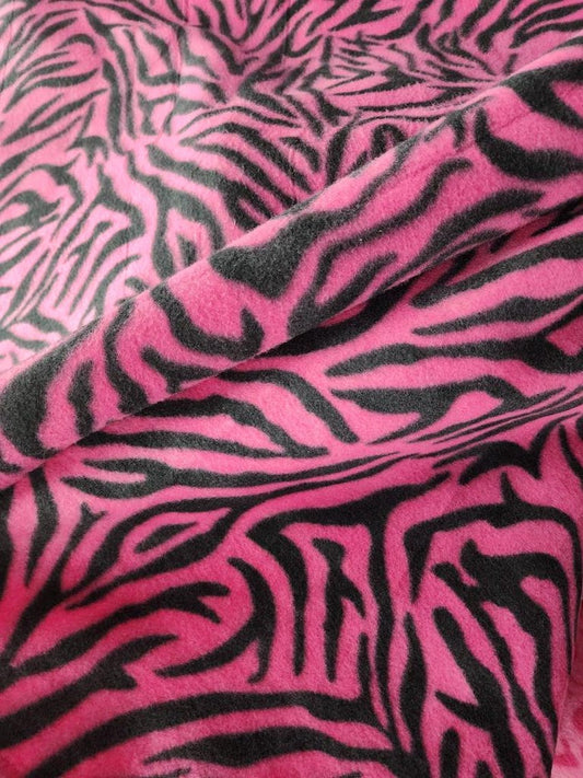 Zebra Print - Anti Pill Theme Fleece Fabric, 60” Inches Wide – Sold By The Yard Fuchsia