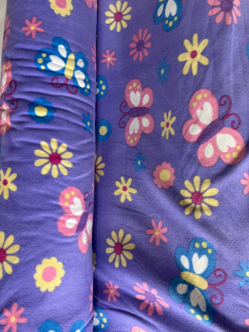 Butterfly Floral Anti Pill Theme Fleece Fabric, 60” Inches Wide – Sold By The Yard Lavender