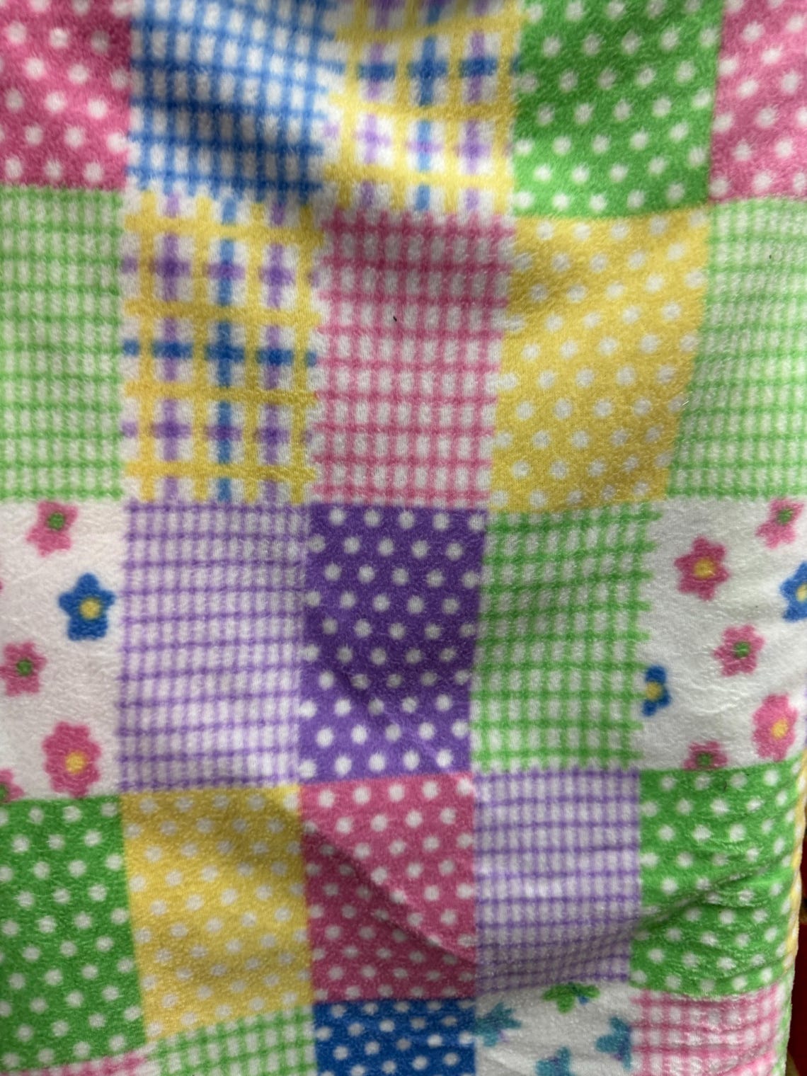 Colorful Patchwork Print - Anti Pill Theme Fleece Fabric, 60” Inches Wide – Sold By The Yard