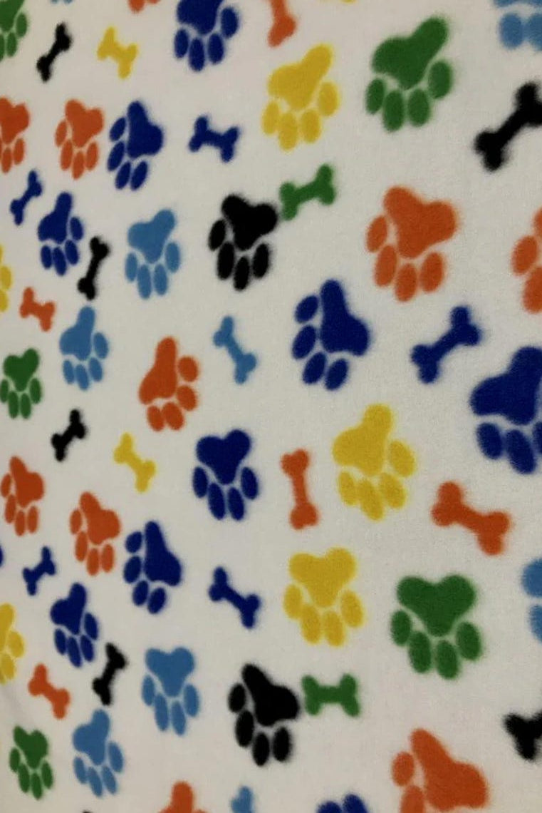 Paws Bones Rainbow Print - Anti Pill Theme Fleece Fabric, 60” Inches Wide – Sold By The Yard