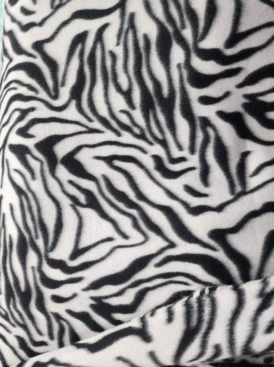 Zebra Print - Anti Pill Theme Fleece Fabric, 60” Inches Wide – Sold By The Yard White