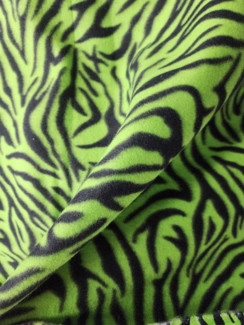 Zebra Print - Anti Pill Theme Fleece Fabric, 60” Inches Wide – Sold By The Yard Lime