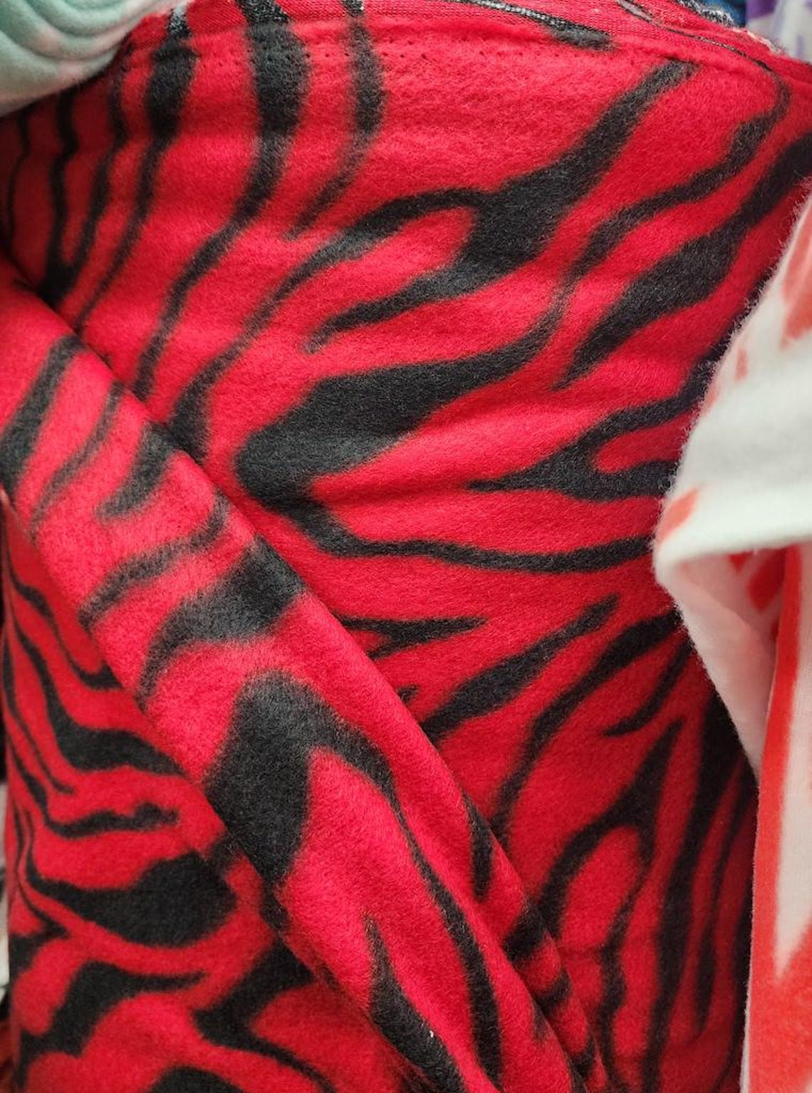 Zebra Print - Anti Pill Theme Fleece Fabric, 60” Inches Wide – Sold By The Yard Red