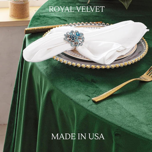 Royal Velvet Tablecloth - EMERALD -  Luxurious Round Table Cover  for Weddings, Parties, Baby Showers and Events. Choose Size Below