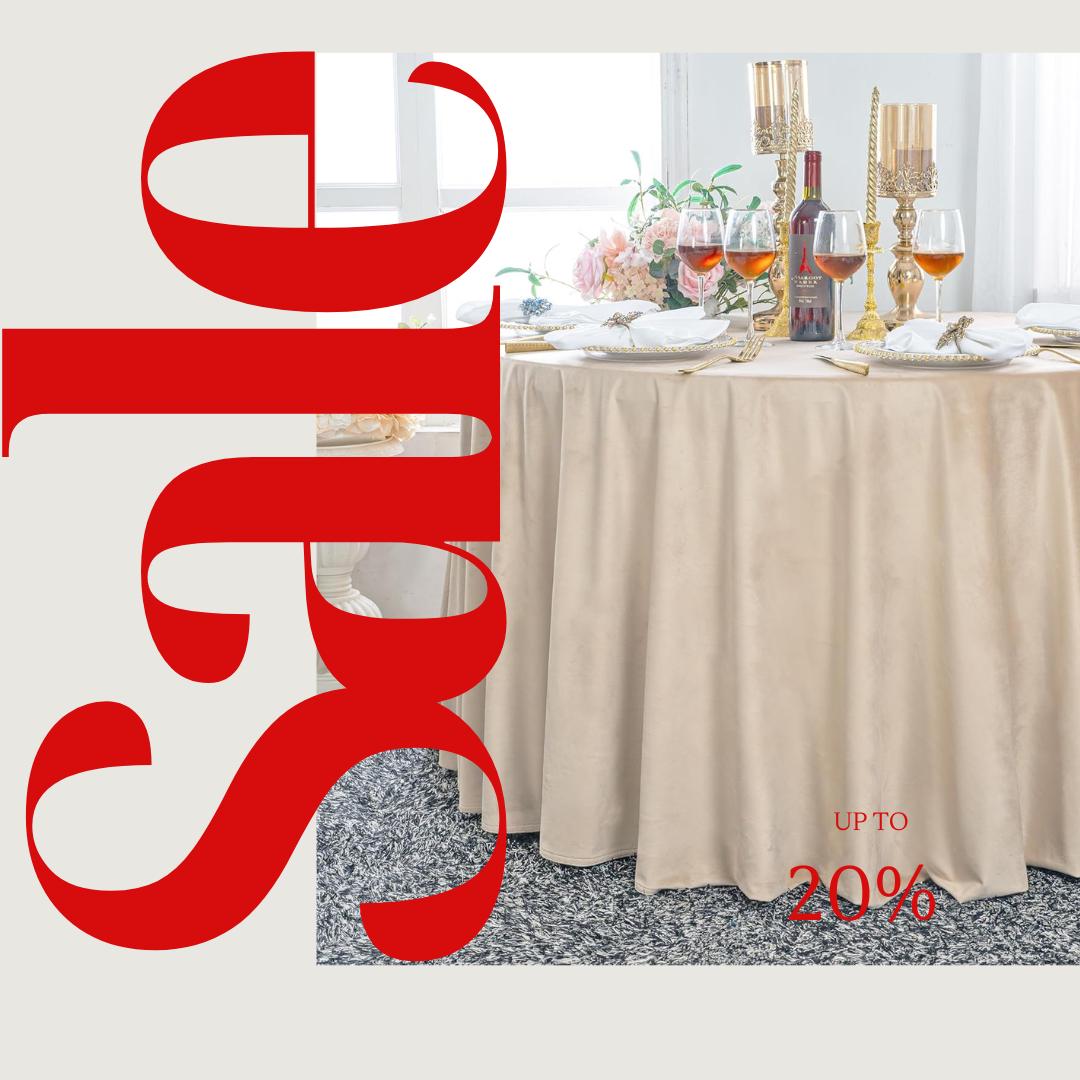 Royal Velvet Tablecloth - CHAMPAGNE -  Luxurious Round Table Cover  for Weddings, Parties, Baby Showers and Events. Choose Size Below