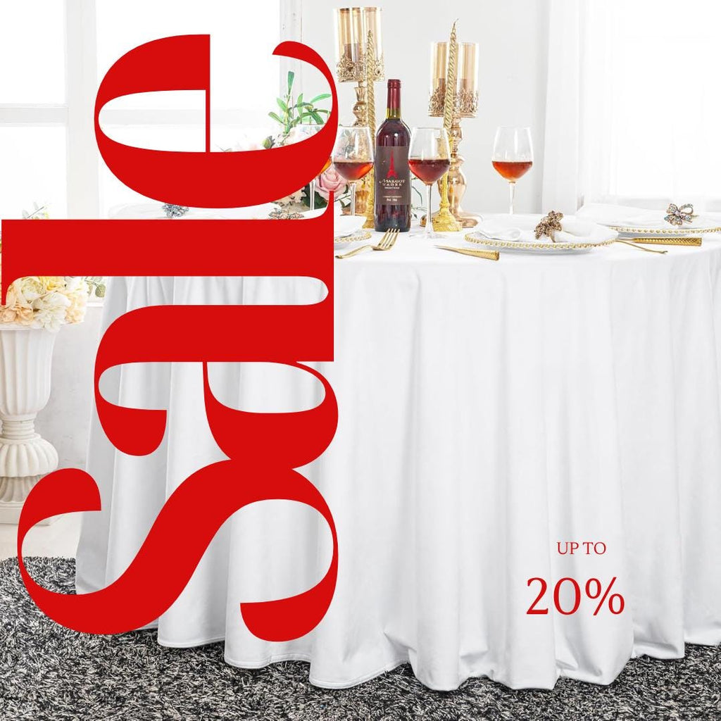 Royal Velvet Tablecloth - WHITE -  Luxurious Round Table Cover  for Weddings, Parties, Baby Showers and Events. Choose Size Below