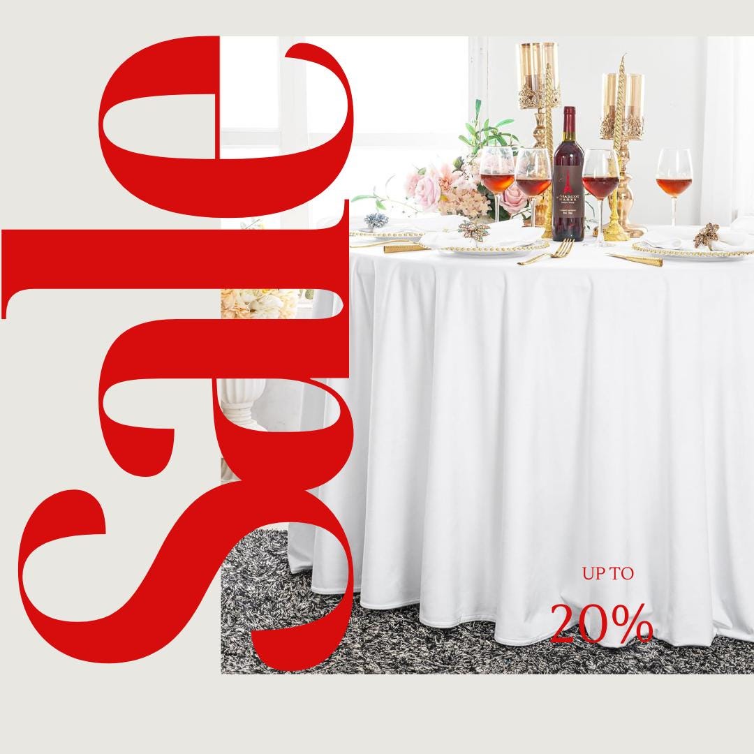 Royal Velvet Tablecloth - WHITE -  Luxurious Round Table Cover  for Weddings, Parties, Baby Showers and Events. Choose Size Below