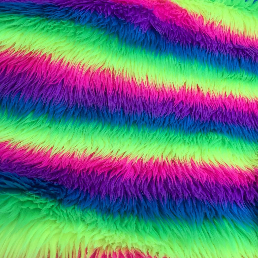 STRIPED RAINBOW - Short Pile Fabric / Sold By Yard - For Blankets Fashion Clothing Coats - Scarfs Rugs Crafts Decor - Scarfs Rugs