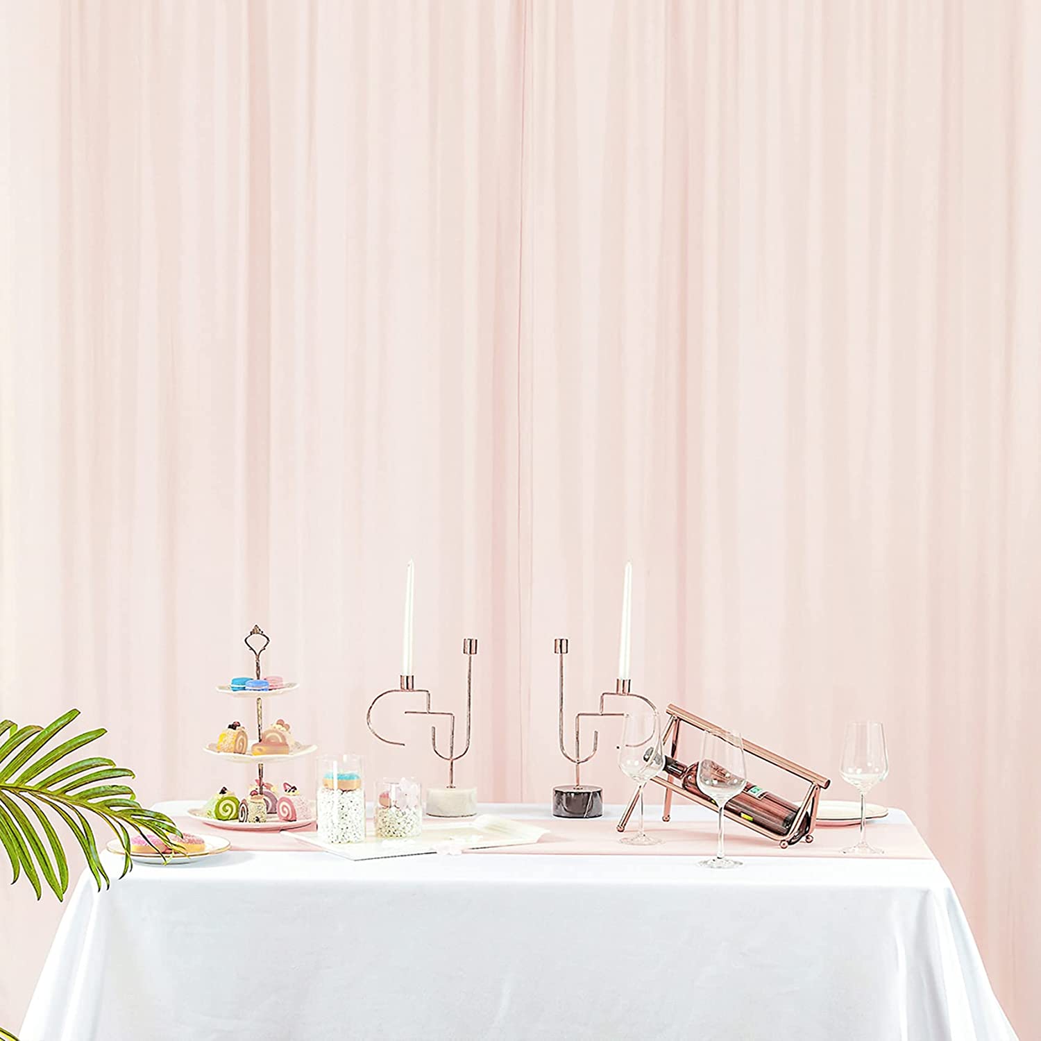 Backdrop Chiffon Curtains 10' Ft x 10' Ft - BLUSH - 1 Panel Chiffon Backdrop Curtain Sheer Curtains Wedding Arch Draping Fabric for Party